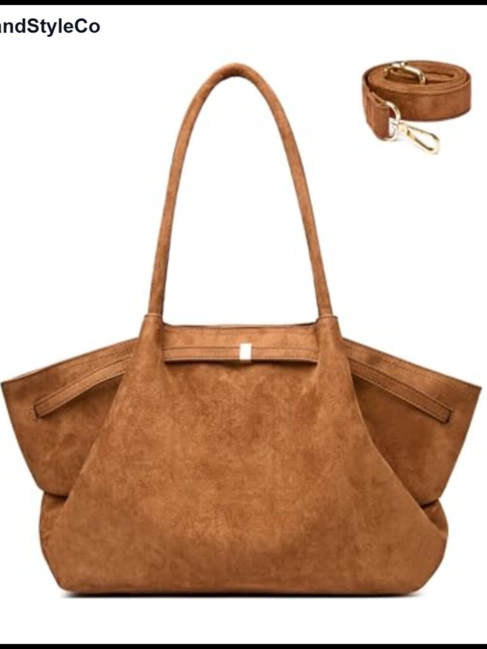 Faux Suede Tote Bag for Women, Shoulder Handbag with Detachable Strap, Large
